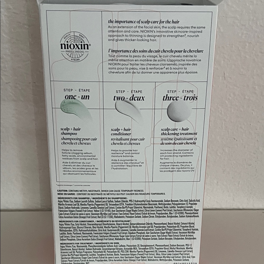New in box NIOXIN
COLORED/DRY/DAMAGED HAIR CHEVEUX COLORÉS/SECS/ENDOMMAGÉS - Picture 8 of 17